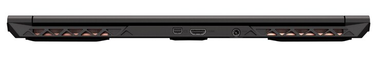 背面。Mini-DisplayPort 1.4, HDMI 2.0, 电源连接