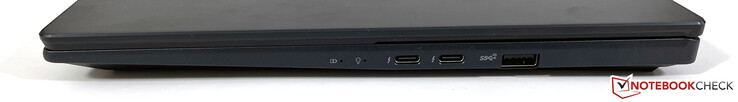 右边：2个雷电4（USB-C 4.0，DisplayPort ALT模式1.4a，Power Delivery），USB-A 3.2 Gen.