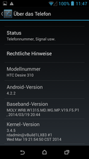 HTC Desire 310使用了较旧的Android 4.2.2系统版本。