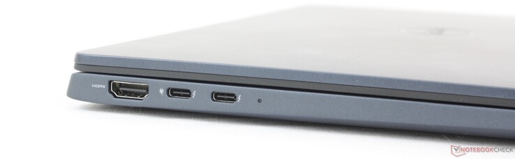 左: HDMI 2.0, 2x USB-C Thunderbolt 4 w/ Power Delivery + DisplayPort 1.4