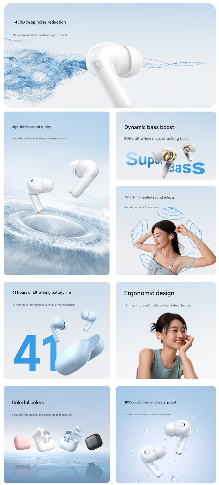 无线耳塞的主要亮点（图片来源：Baseus - 机器翻译）