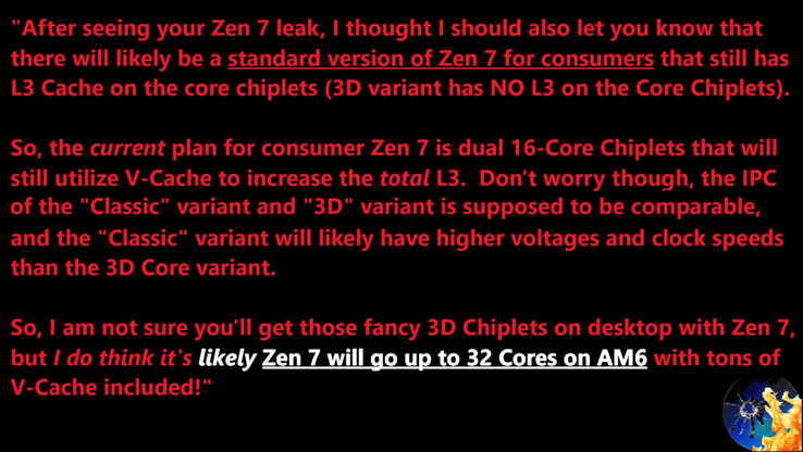 AMD Zen 7 AM6 CPU 核心数量泄露。(图片来源：YouTube 上的摩尔定律已死）