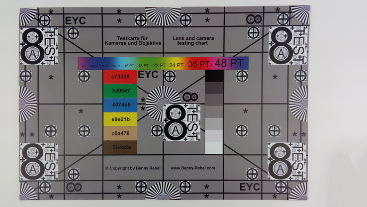 A photo of our test chart