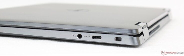 右边：3.5毫米耳机，USB-C 3.2 Gen. 2 w/ DisplayPort + Power Delivery，楔形锁插槽