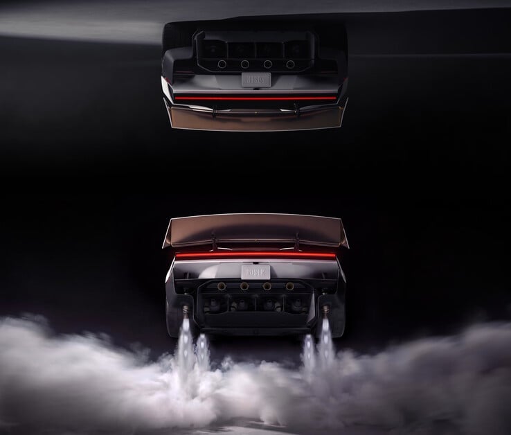 Tesla Roadster EV Rocket 车型使用 10 个冷气推进器在空中飞行。