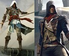 刺客信条黑旗》中的 Edward Kenway 和《刺客信条团结》中的 Arno Dorian 并排展示。