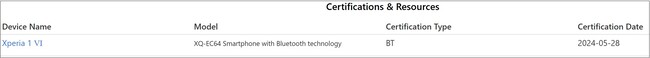 美国版 Xperia 1 VI 的记录。(图片来源：device.report）