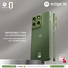 青铜绿配色的摩托罗拉 Edge 70（图片来源：摩托罗拉）