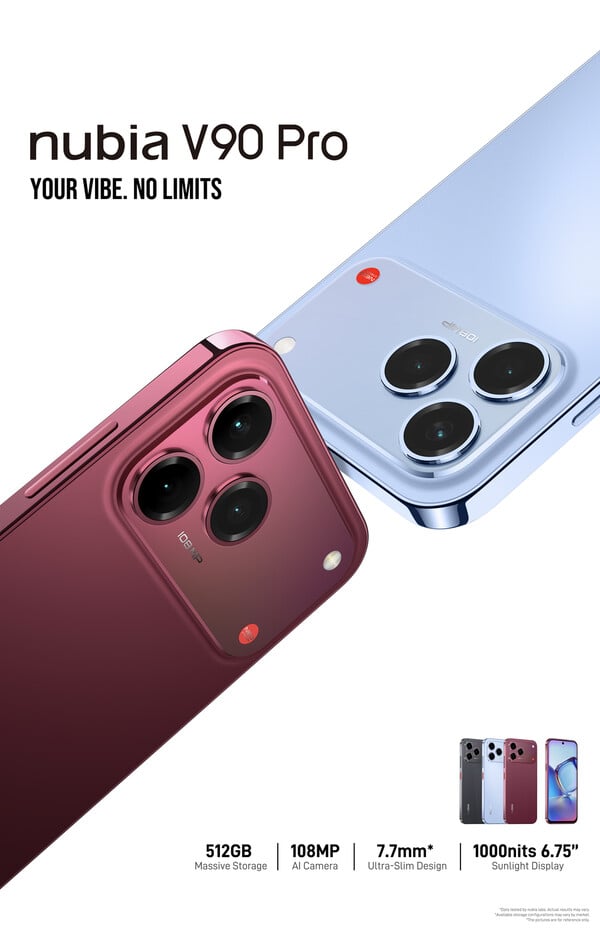Nubia V90 Pro 延续了前代的设计，但提供了新的配色。