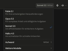 已选中 Sonnet 5.5 的 Claude.ai 模型选择器截图