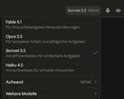 已选中 Sonnet 5.5 的 Claude.ai 模型选择器截图