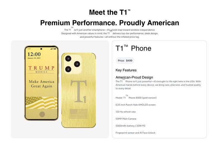 Trump T1 Phone 的产品页面已经删除了所有关于该设备由美国制造的说法。