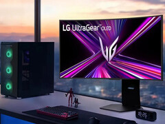 UltraGear OLED 45GX900A 的曲率为 800R，宽高比为 21:9。(图片来源：LG）