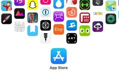 App Store 标志配以热门应用图标。苹果公司现在必须为其在应用商店外发生的支付所收取的费用进行辩护。
