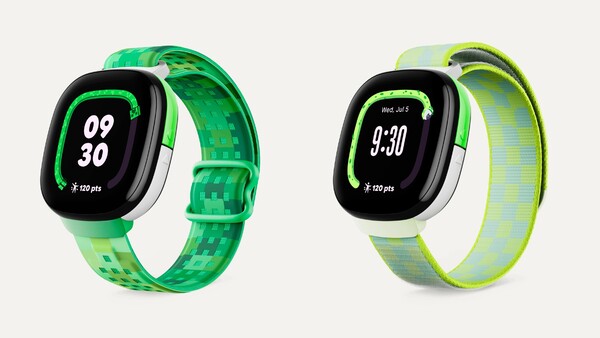 Fitbit Ace LTE Minecraft 和太空培根表带。(图片来源：Google）