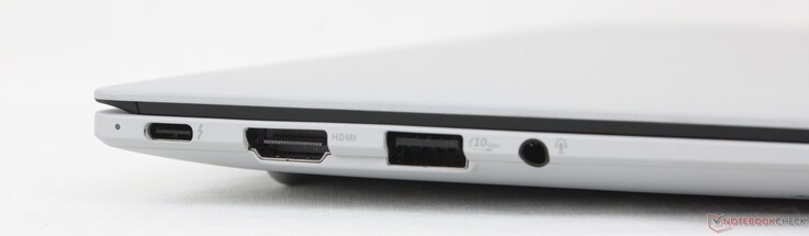 左:USB-C 4.0 Thunderbolt 4 w/ DisplayPort + Power Delivery、HDMI 2.1 TMDS、USB-A 3.2 Gen.2、3.5 毫米耳机
