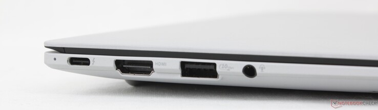 左:USB-C 4.0 Thunderbolt 4 w/ DisplayPort + Power Delivery、HDMI 2.1 TMDS、USB-A 3.2 Gen.2、3.5 毫米耳机