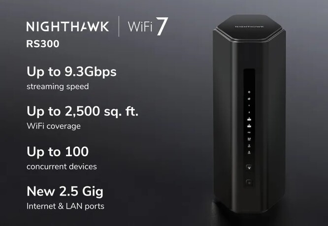 NETGEAR Nighthawk RS300 速度高达 9.3 Gbps。(来源：Netgear）
