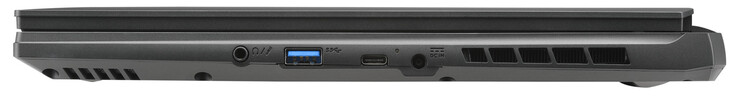 右侧。音频组合、USB 3.2 Gen 1（USB-A）、Thunderbolt 4（USB-C；Displayport）、电源连接器