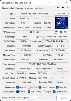 GPU-Z的规格（图片来源：ITmedia）