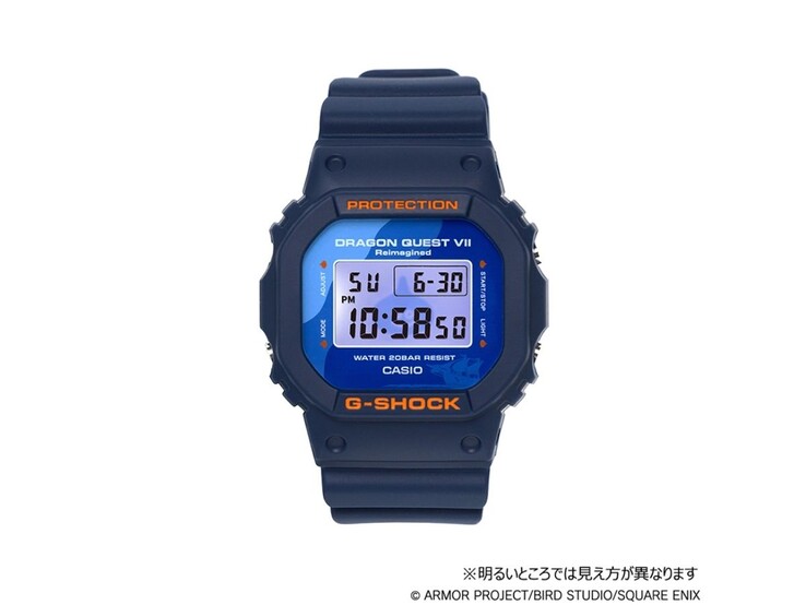 卡西欧 G-Shock x 《勇者斗恶龙 7》重塑版 DW-5600X 手表。(图片来源：Square Enix）