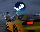 看到带有 Steam 徽标的《极限竞速地平线 6》背景墙