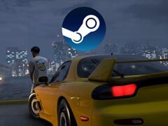 看到带有 Steam 徽标的《极限竞速地平线 6》背景墙