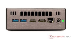 背面：2个USB 3.0，2个HDMI，GBit-LAN，电源连接