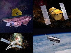 图为 JWST、哈勃、钱德拉和 Swift 太空望远镜（图片来源：NASA；已编辑）