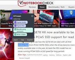 Opera浏览器中的AI提示(来源:自己)。