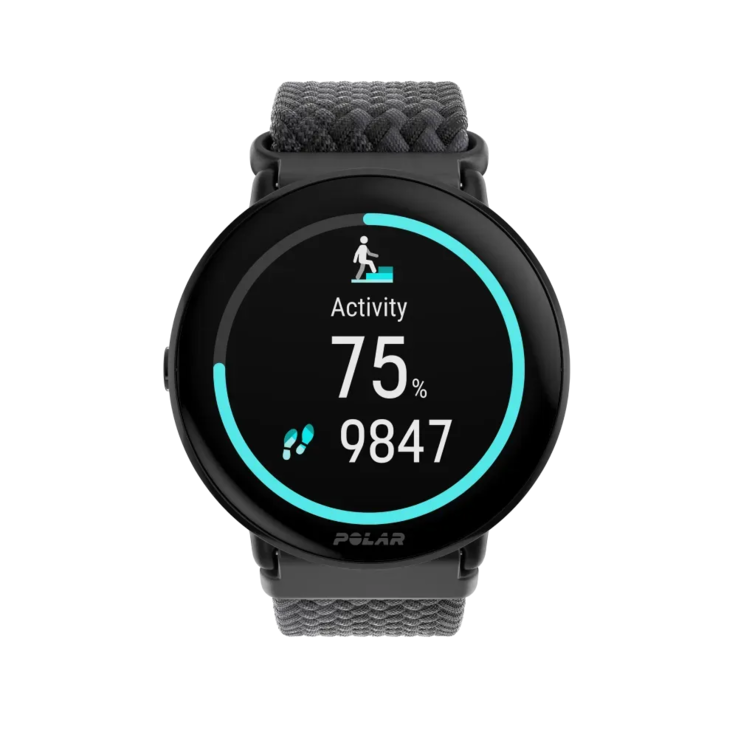 Polar Ignite 3 编织纱智能手表（黑色）。(图片来源：Polar）