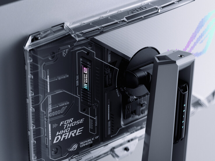 ROG Swift OLED PG27AQWP-W 拥有引人注目的设计。(图片来源：华硕）