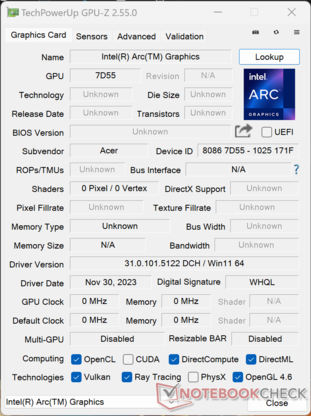 GPU-Z 英特尔弧形图形处理器