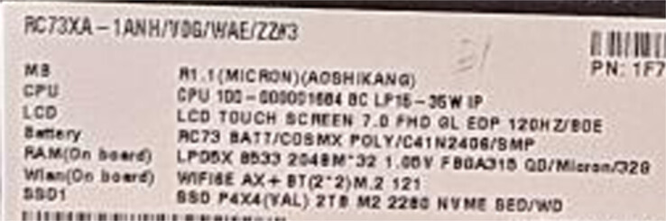 ROG Ally 2 RC73XA 的规格。(图片来源：@94G8LA)