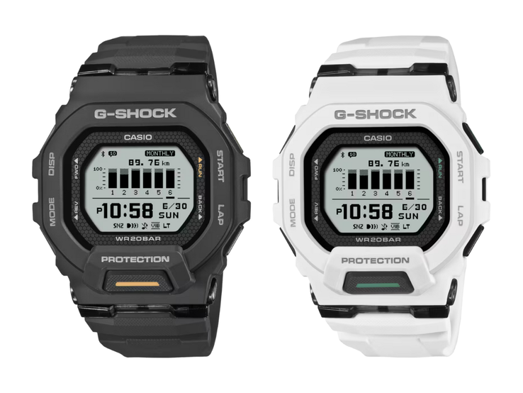 卡西欧 G-Shock GBD-200-1A1(左)和 GBD-200-7(右)手表。(图片来源:卡西欧)