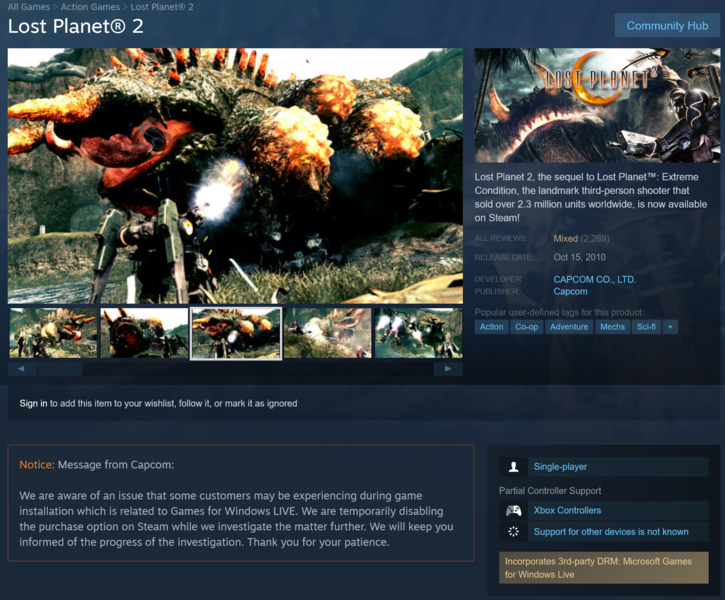 失落的星球 2》Steam 页面上有 Capcom 关于多人游戏的更新（图片来源：Steam）