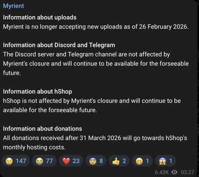 将无法上传至 Myrient。