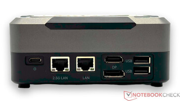 后部：主电源连接（19 V；5 A）、局域网（2.5G）、局域网（1.0G）、HDMI 2.1、DP1.4（4K@144 Hz）、2 个 USB 2.0