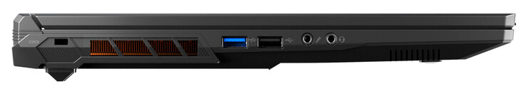 左侧：电缆锁插槽，USB 3.2 Gen 1（USB-A），USB 2.0（USB-A），麦克风输入，音频组合