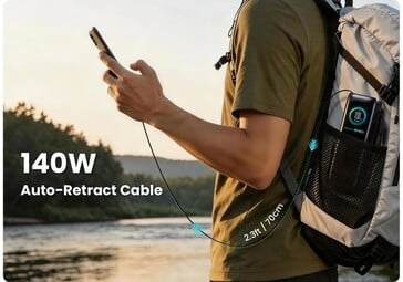 Podix PR70 配备了一根内置的可伸缩 USB-C 数据线