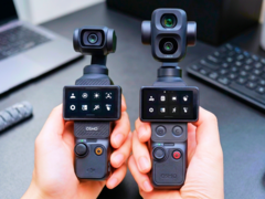 Osmo Pocket 3（左）与 Osmo Pocket 4P（右）相邻。