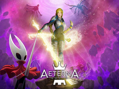 Aeterna Lucis 旗帜与来自 Silksong 的大黄蜂（图片来源：索尼 PlayStation，Team Cherry 有编辑）。