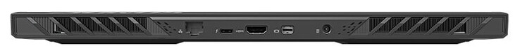 背面千兆以太网（2.5 GBit/s）、Thunderbolt 4（USB-C；Power Delivery）、HDMI 2.1、Mini Displayport 1.4、电源连接