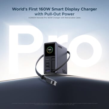Nexode Pro 160W 充电器配备了一个内置显示屏