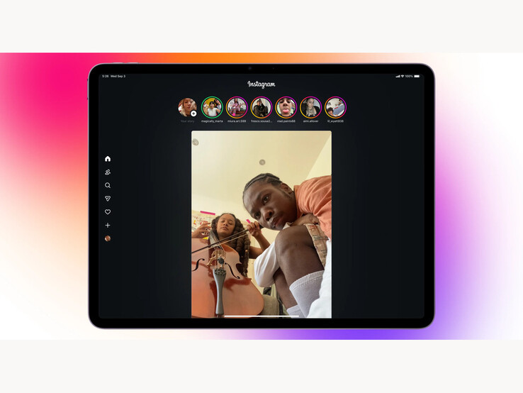 新 Instagram iPad 应用程序上的新 Reels 第一界面截图。(图片来源：Instagram）