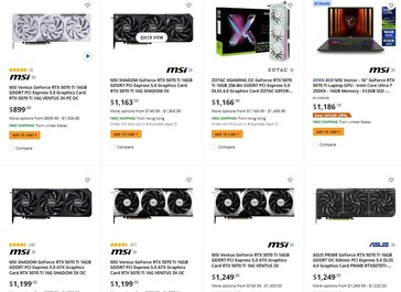 RTX 5070 Ti 在 Newegg 上的价格。(图片来源：Newegg）