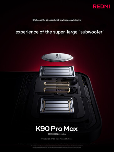 红米 K90 Pro Max 的独立低音扬声器（图片来源：小米 - 机器翻译）