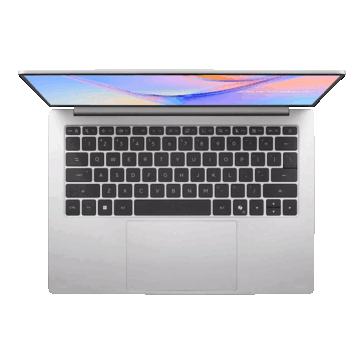从上方展示 Asus Vivobook S14 的键盘和触控板
