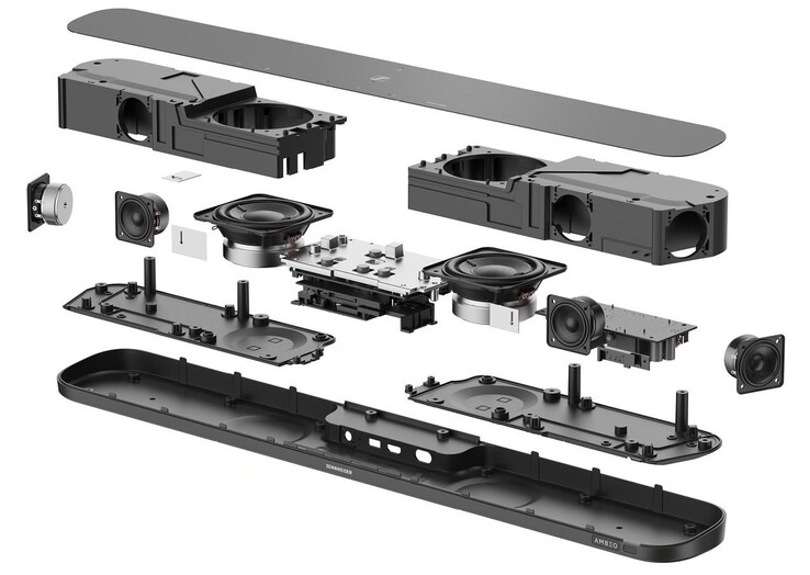 Ambeo Mini 包含四个全频驱动器和两个低音炮（图片来源：Sennheiser via DigitalTrends）