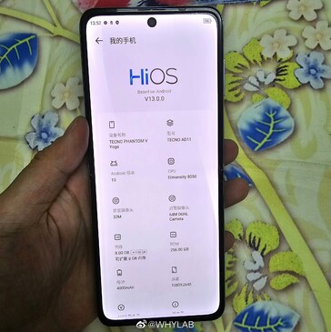据称Tecno的 "Phantom V Yoga "设计和规格被曝光。(来源: WHYLAB通过微博)